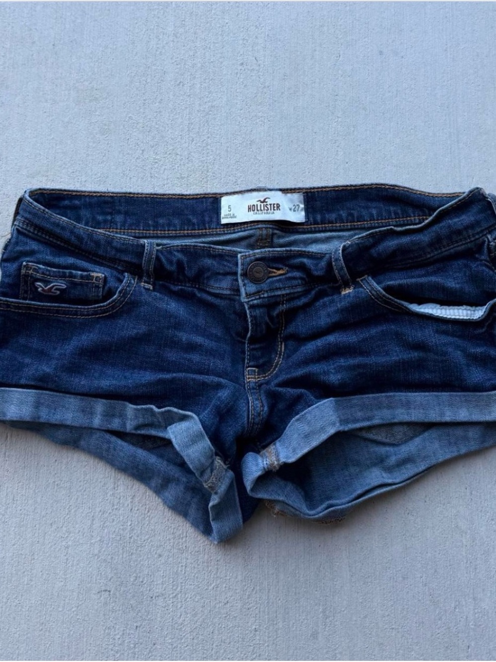 Hollister Women's Dark Indigo Cuffed Denim Shorts